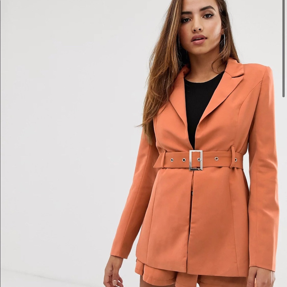ASOS Missguided belted blazer in orange